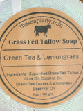 Soap Lady Grass Fed Tallow Soap Green Tea and Lemongrass