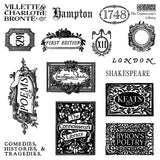 IOD Decor Stamp The Connoisseur's Library 6"x6" Four Sheets with Case by Iron Orchid Designs