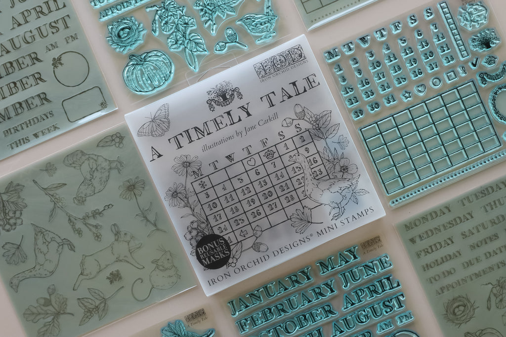 IOD Decor Stamp A Timely Tale 6"x6" Four Sheets with Case by Iron Orchid Designs