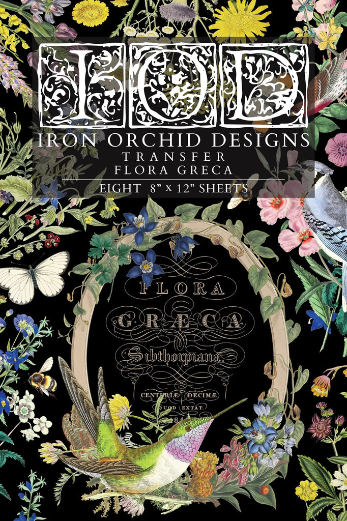 IOD Decor Transfer Flora Greca 8"x12" 8-Pages Pad by Iron Orchid Designs