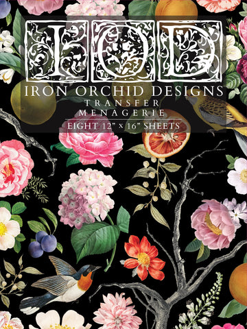 IOD Decor Transfer Menagerie 12"x16" 8-Pages Pad by Iron Orchid Designs
