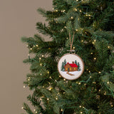 Christmas Ornament- Winter Cabin Embroidered