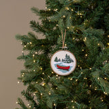 Christmas Ornament- Winter Canoe Embroidered Ornament