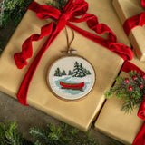 Christmas Ornament- Winter Canoe Embroidered Ornament