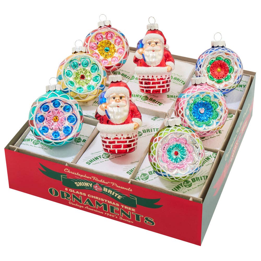Shiny Brite Christmas Holiday Glass Ornament – Confetti Set of 8