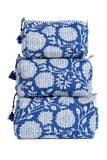 Quilted Makeup/Toiletry Bag- Blue