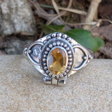 Gothic Oval Gemstone Poison Ring Citrine