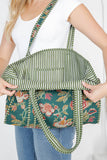 Quilted Tote Bag- Green Floral