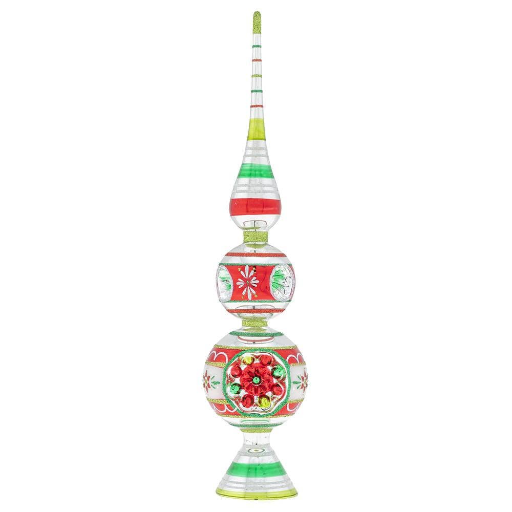 Shiny Brite Christmas Holiday Glass Ornament – Splendor 13" Finial  Treetop Ornament