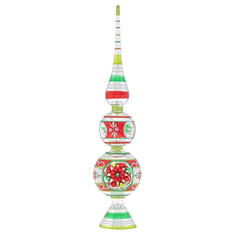 Shiny Brite Christmas Holiday Glass Ornament – Splendor 13" Finial  Treetop Ornament