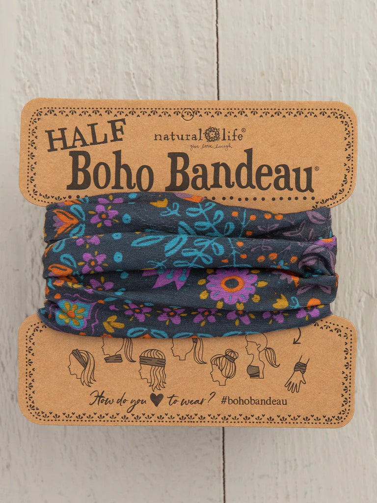 Half Boho Bandeau® Headband - Grey Floral Mandala #100-NL101