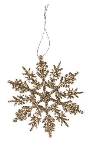 Christmas Ornament Large Gold Glitter Snow Crystal #100-C153