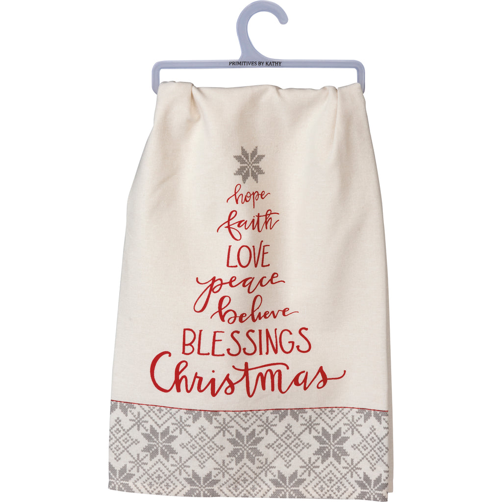 Kitchen Towel Blessings Christmas "Hope Faith Love" #100-S213