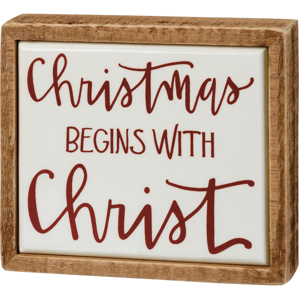 Box Sign Mini - Christmas Begins With Christ #100-C127