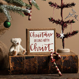 Box Sign Mini - Christmas Begins With Christ #100-C127
