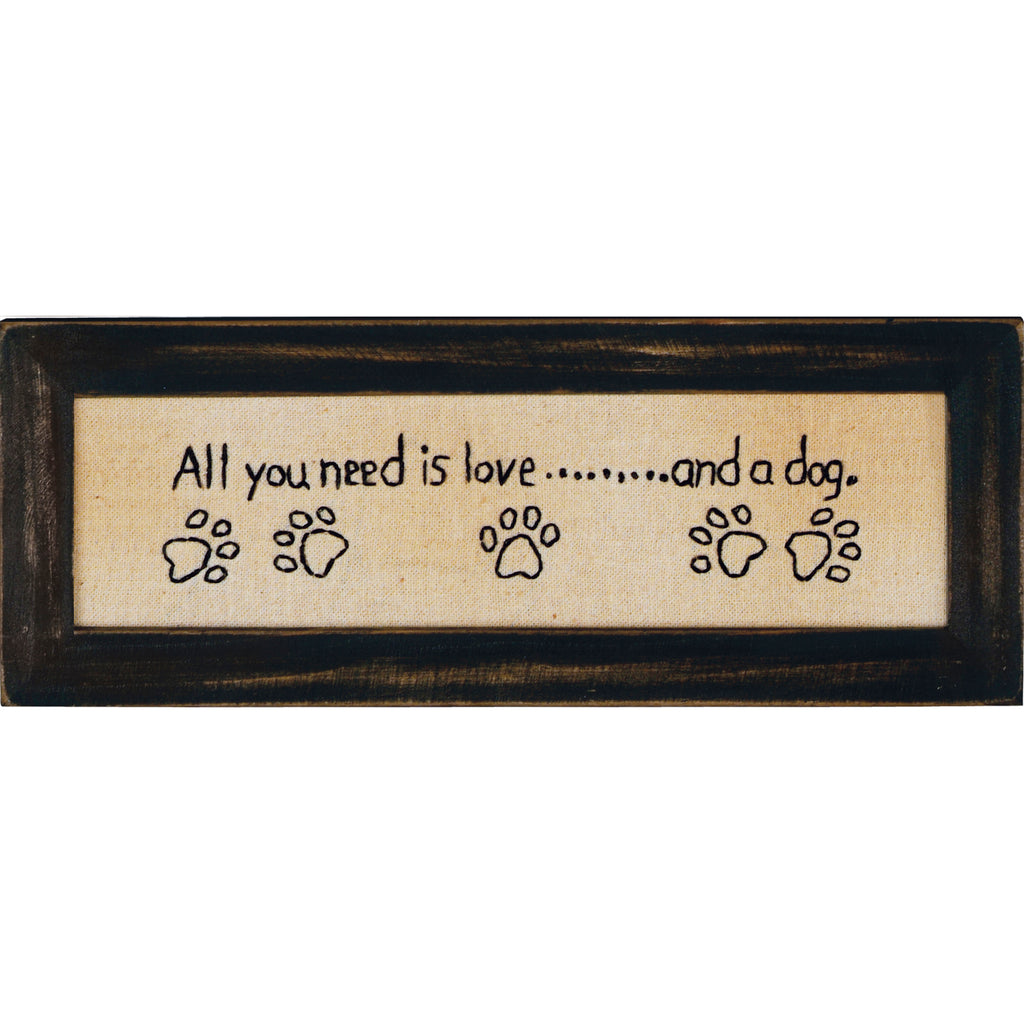Stitchery "Love And A Dog" Embroidered Art #100-1511