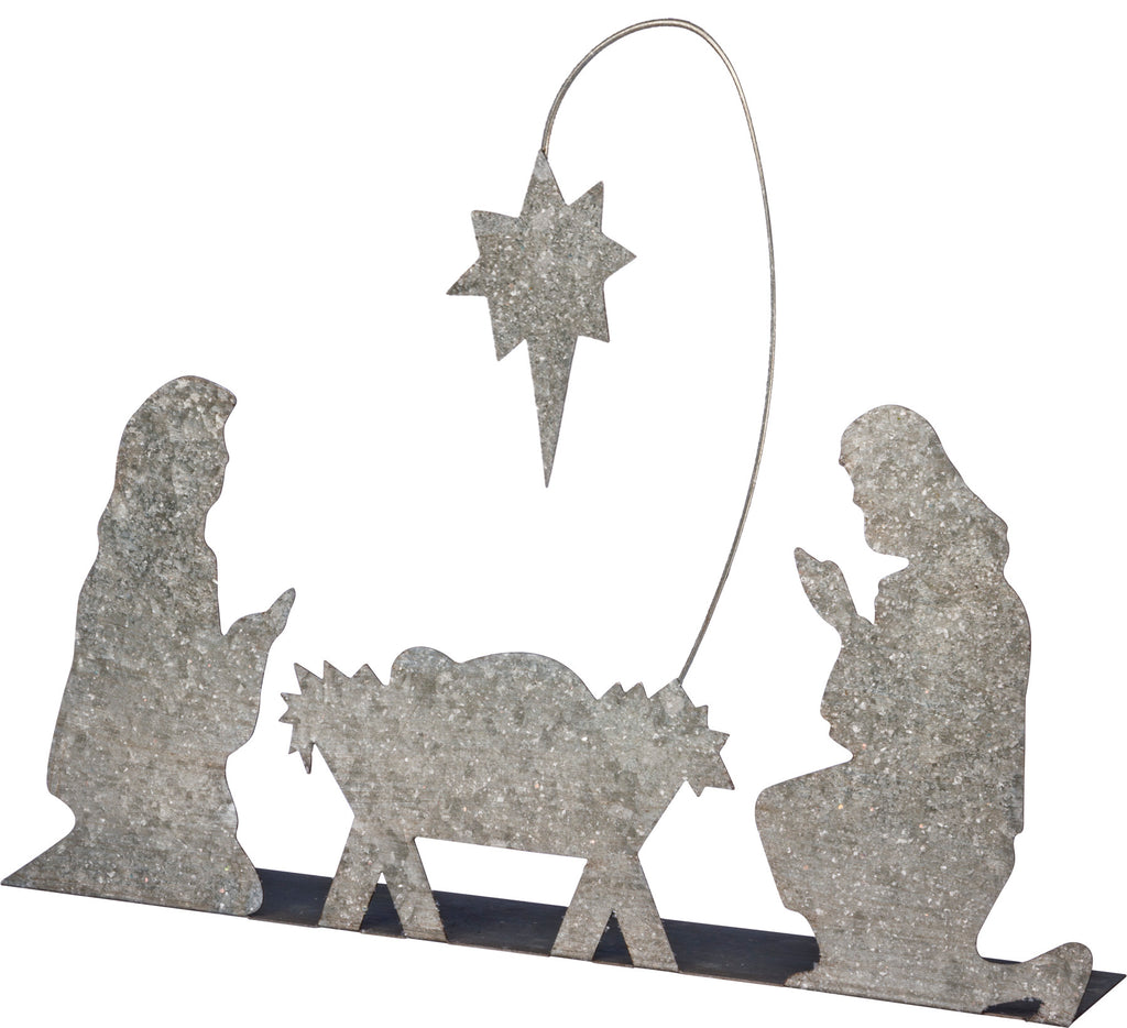 Metal Nativity Manger Stand Up Holy Family with North Star #100-C103