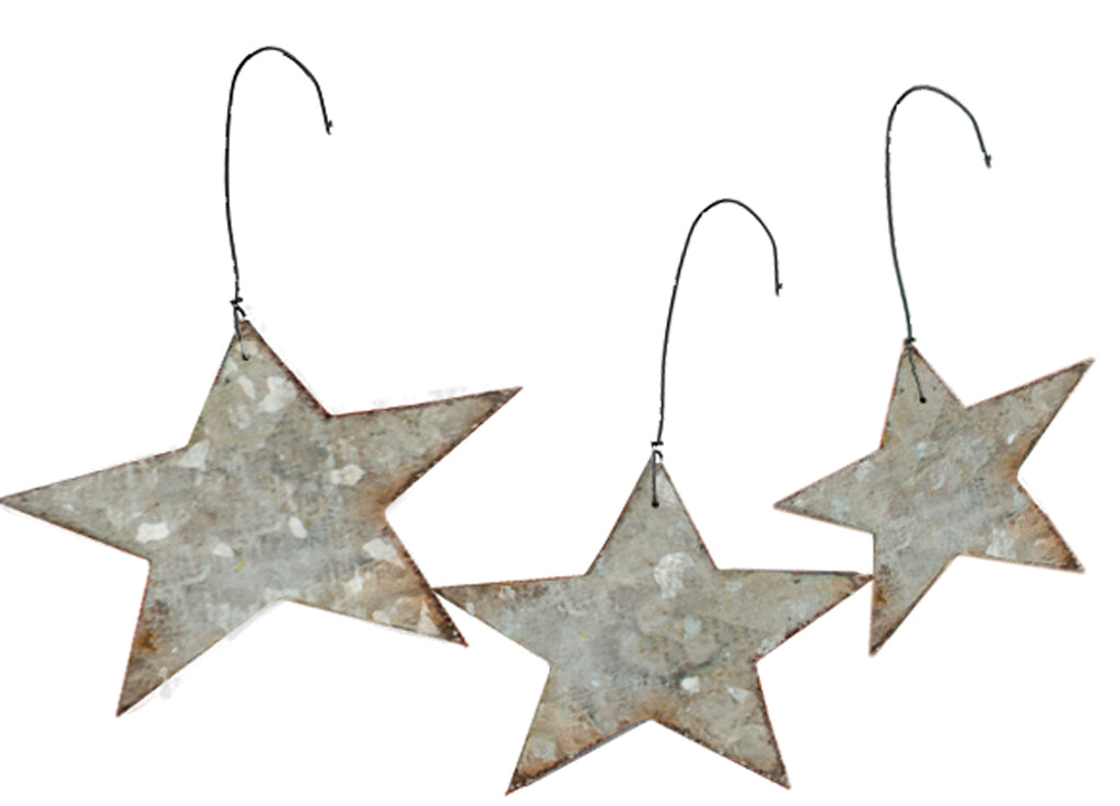 Ornament Set Galvanized Tin Stars #100-C143