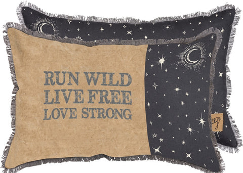 Throw Pillow "Run Wild Live Free Love Strong" #100-B104