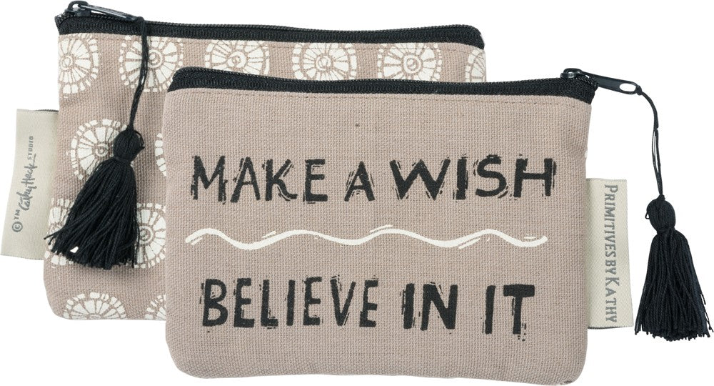 Canvas Coin Purse "Make a Wish - Believe In It" #975