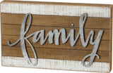 "Family" Slated Wood Sign with Tin Letters #100-957