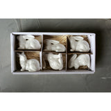White Ceramic Bunnies, Set of 6