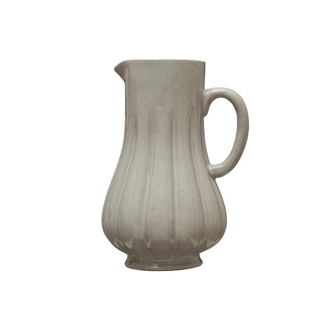 Stoneware Fluted Pitcher with Reactive Glaze