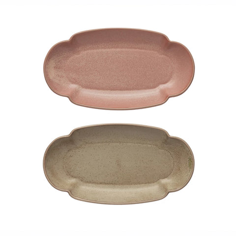 Stoneware Scalloped Oval Plate Set of 2