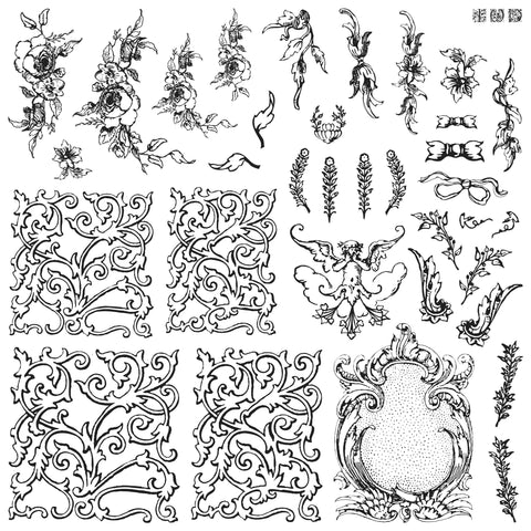 IOD Decor Stamp Alphabellies 12x12" by Iron Orchid Designs