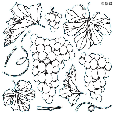 IOD Decor Stamp Grapes 12x12" by Iron Orchid Designs