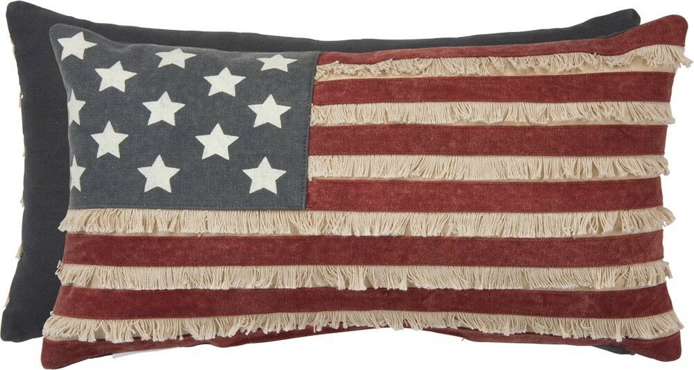 American Flag Canvas Pillow with Tassels #100-B155