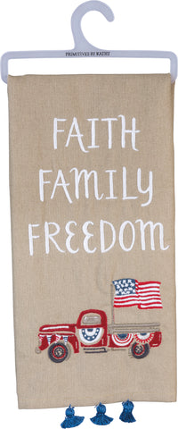 Patriotic 4th of July Dish Towel "Faith Family Freedom #100-S217