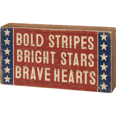 Patriotic 4th of July Box Sign Bold Stripes #100-H109