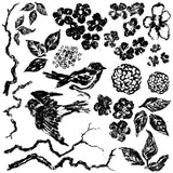 IOD Decor Stamp Birds Branches Blossoms 12x12" by Iron Orchid Designs